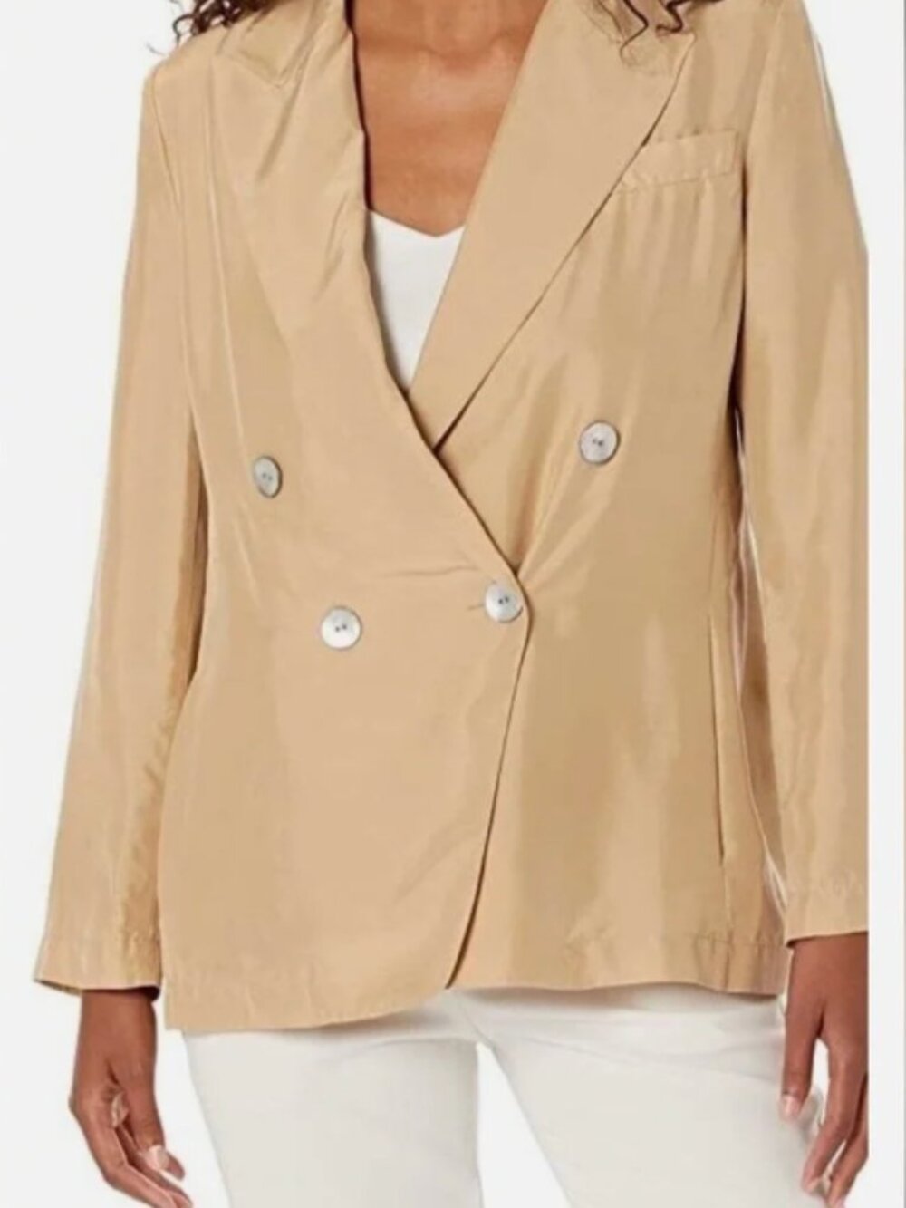 Vince Double-Breasted Silk Blazer Jacket